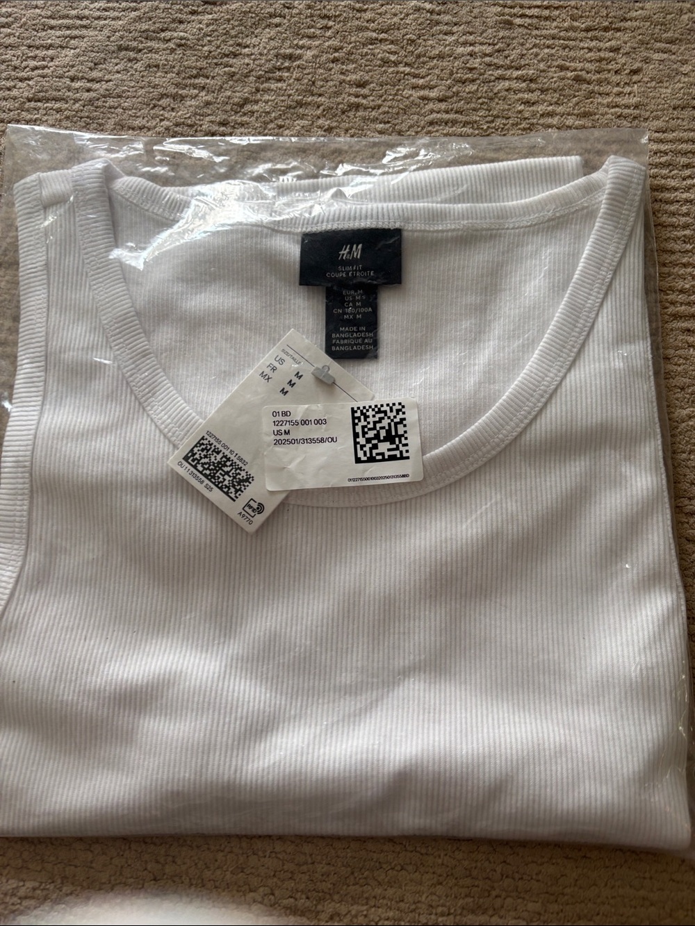 H&M White Ribbed Men's white - Picture 3 of 4